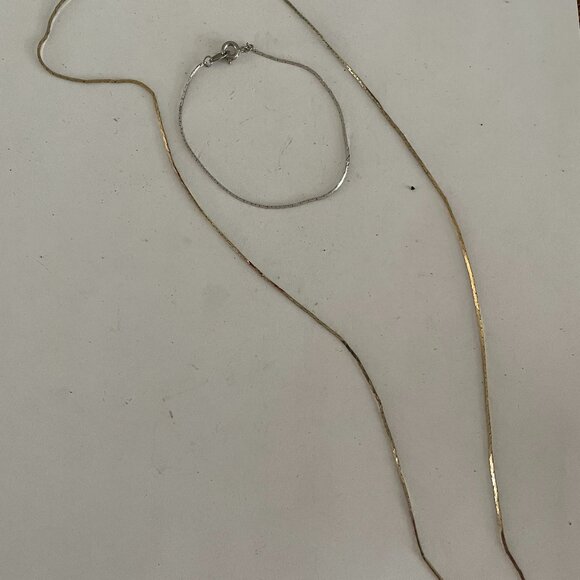 Vintage Gold Necklace and Silver Bracelet - Picture 2 of 3